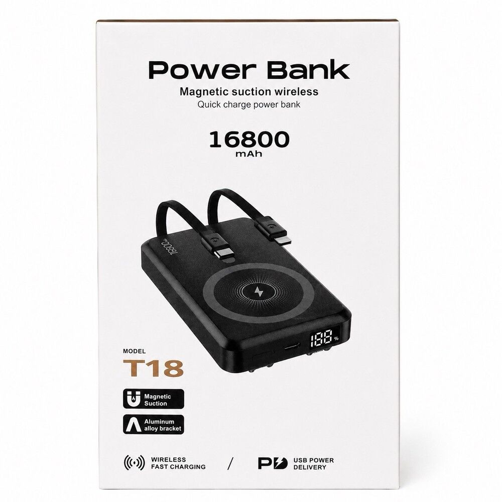 Power Bank 16800 MAH Magnetic Suction Wireless With Type C And Wireless Output